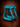 Pair of 2 inch distressed turquoise rosewood western stirrups, front view showing bell shape and leather-covered treads
