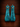 Pair of 2 inch distressed turquoise rosewood stirrups standing side by side, slim side profile view